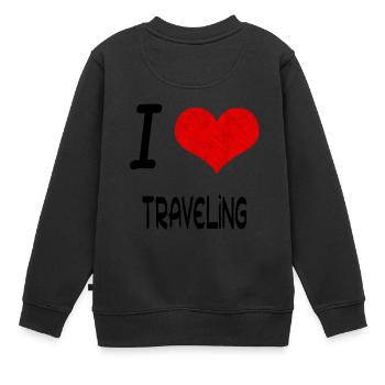 I Love Hobby Present bday TRAVELING - Kinder Premium Organic Sweatshirt - Schwarz - Hinten - AI Model Kid Female (0cm)