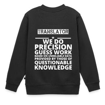 gift problem job precision TRANSLATOR - Sweat Premium enfant bio - noir - Dos - AI Model Kid Female (0cm)