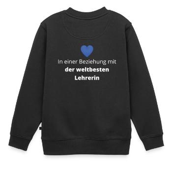 In Beziehung mit der weltbesten Lehrerin - Kinder Premium Organic Sweatshirt - Schwarz - Hinten - AI Model Kid Female (0cm)