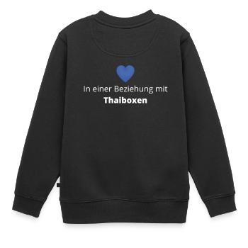 In Beziehung mit Thaiboxen - Kinder Premium Organic Sweatshirt - Schwarz - Hinten - AI Model Kid Female (0cm)