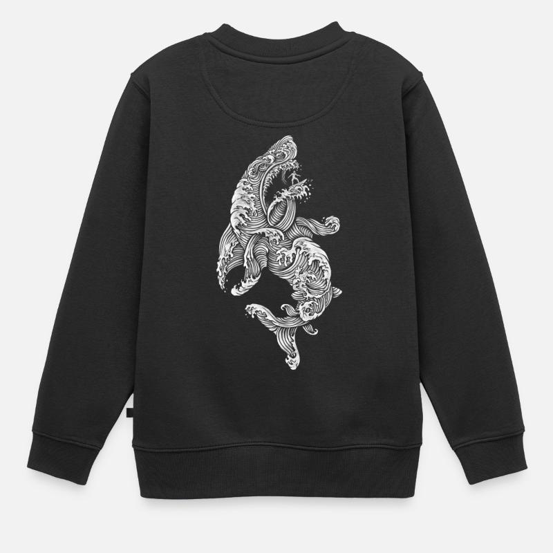 Shark Surfer - Sweat Premium enfant bio - noir