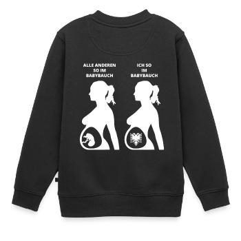 GESCHENK BABYBAUCH GEBOREN ALBANIEN - Kinder Premium Organic Sweatshirt - Schwarz - Hinten - AI Model Kid Female (0cm)