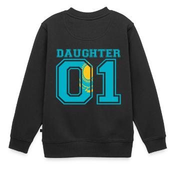 fille fille reine 01 Kazakhstan - Sweat Premium enfant bio - noir - Dos - AI Model Kid Female (0cm)
