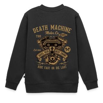 Death Machine Motorrad Biker Rocker Motor Outlaw - Kinder Premium Organic Sweatshirt - Schwarz - Hinten - AI Model Kid Female (0cm)