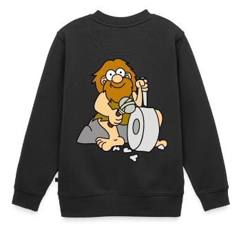 neandertaler hoehlenmensch caveman steinzeit10 - Kinder Premium Organic Sweatshirt - Schwarz - Hinten - AI Model Kid Female (0cm)