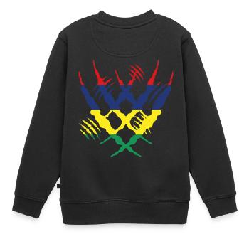 Claw Klaue worn risse riss x heimat stolz Mauritiu - Kinder Premium Organic Sweatshirt - Schwarz - Hinten - AI Model Kid Female (0cm)