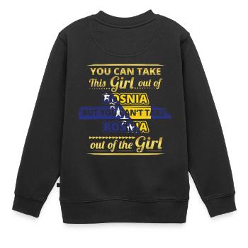 Geschenk aus koenigin 01 liebe herkunft girl BOSNI - Kinder Premium Organic Sweatshirt - Schwarz - Hinten - AI Model Kid Female (0cm)