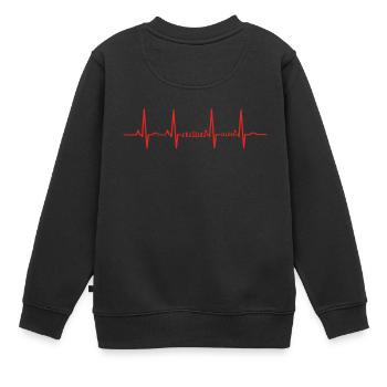 Herzschlag herz ekg evolution human schach koenig - Kinder Premium Organic Sweatshirt - Schwarz - Hinten - AI Model Kid Female (0cm)