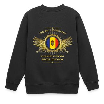 Légendes nés de la maison cadeau MOLDAVIE - Sweat Premium enfant bio - noir - Dos - AI Model Kid Female (0cm)
