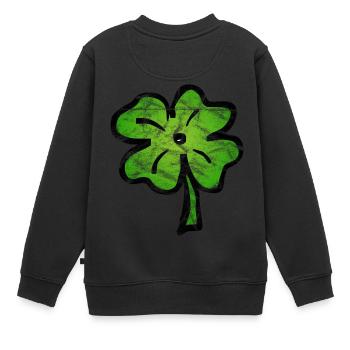 Kleeblatt Glück Irland Vintage - Kinder Premium Organic Sweatshirt - Schwarz - Hinten - AI Model Kid Female (0cm)