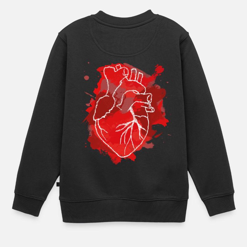 cœur - Sweat Premium enfant bio - noir