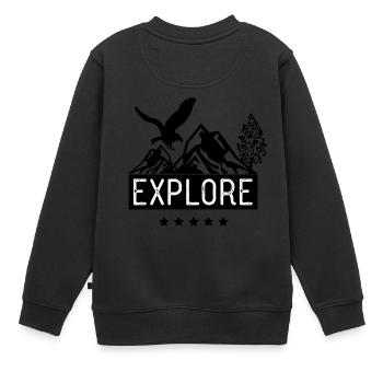 Explore - Kinder Premium Organic Sweatshirt - Schwarz - Hinten - AI Model Kid Female (0cm)