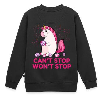 Can't Stop Won't Stop - Kinder Premium Organic Sweatshirt - Schwarz - Hinten - AI Model Kid Female (0cm)