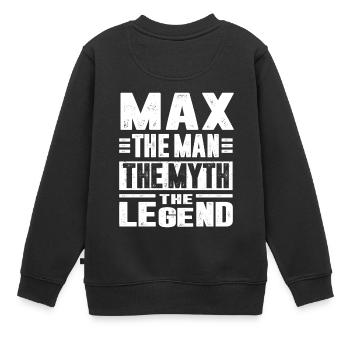 Max - Kinder Premium Organic Sweatshirt - Schwarz - Hinten - AI Model Kid Female (0cm)