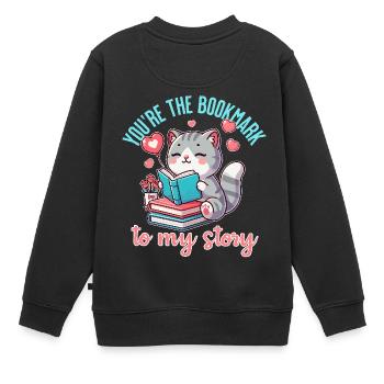 Du bist das Lesezeichen in meiner Geschichte - Kinder Premium Organic Sweatshirt - Schwarz - Hinten - AI Model Kid Female (0cm)