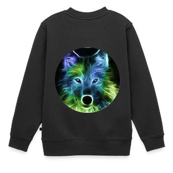 Wölfe haben einen starken Instinkt und einen hohen Intelligenzgrad - Kinder Premium Organic Sweatshirt - Schwarz - Hinten - AI Model Kid Female (0cm)