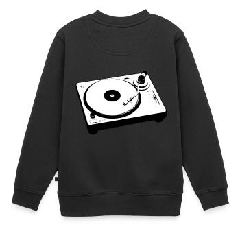 Vinyl Plattenspieler / Turntable - Kinder Premium Organic Sweatshirt - Schwarz - Hinten - AI Model Kid Female (0cm)