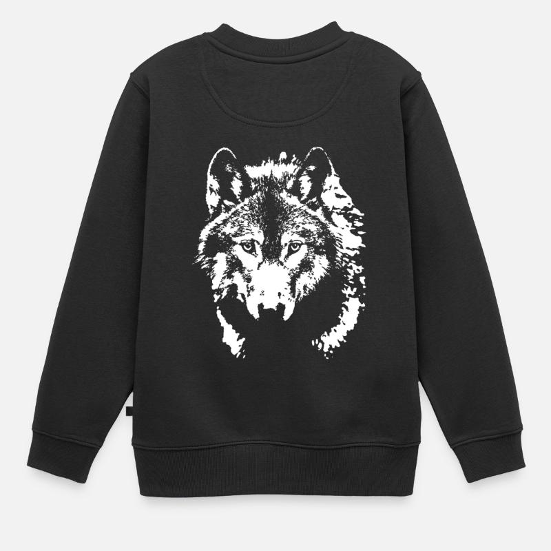 Wolf - Kinder Premium Organic Sweatshirt - Schwarz