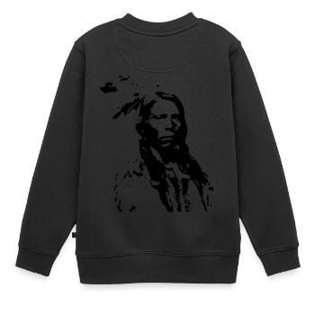 indian indianer american tent zelt teepee tomahawk - Kinder Premium Organic Sweatshirt - Schwarz - Hinten - AI Model Kid Female (0cm)