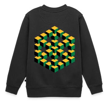 unmögliche Figur Escher Würfel Geometrie Phantasie - Kinder Premium Organic Sweatshirt - Schwarz - Hinten - AI Model Kid Female (0cm)
