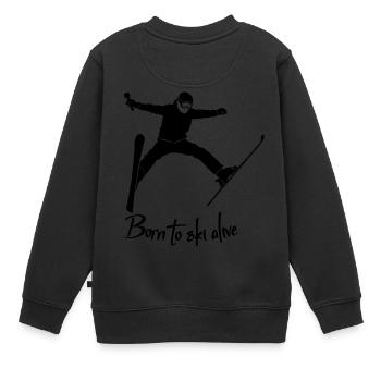 born to ski alive schwarz - Kinder Premium Organic Sweatshirt - Schwarz - Hinten - AI Model Kid Female (0cm)