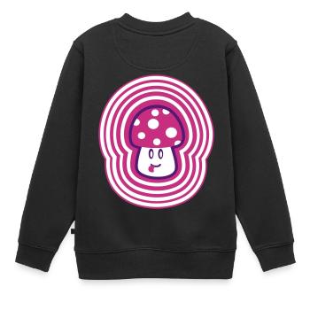 Mighty Mushroom - Kinder Premium Organic Sweatshirt - Schwarz - Hinten - AI Model Kid Female (0cm)