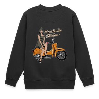 Simson Schwalbe KR51 Rétro trafic orange - Sweat Premium enfant bio - noir - Dos - AI Model Kid Female (0cm)