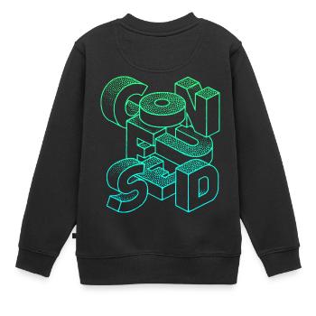 verwirrt - Kinder Premium Organic Sweatshirt - Schwarz - Hinten - AI Model Kid Female (0cm)