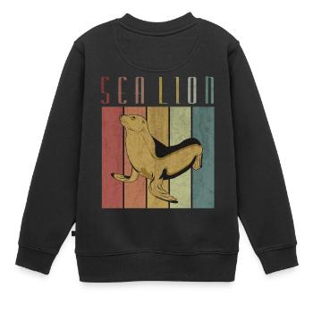 Seehund - Kinder Premium Organic Sweatshirt - Schwarz - Hinten - AI Model Kid Female (0cm)