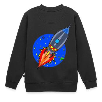 Funny Little Rocket - Kinder Premium Organic Sweatshirt - Schwarz - Hinten - AI Model Kid Female (0cm)