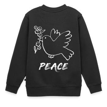 Paix / Peace / Colombe de la paix - Sweat Premium enfant bio - noir - Dos - AI Model Kid Female (0cm)