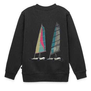 La voile de plage est un sport de loisirs - Sweat Premium enfant bio - noir - Dos - AI Model Kid Female (0cm)