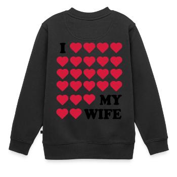 Ehefrau - Kinder Premium Organic Sweatshirt - Schwarz - Hinten - AI Model Kid Female (0cm)