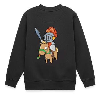 knight - Kids Premium Organic Sweatshirt - black - Back - AI Model Kid Female (0cm)