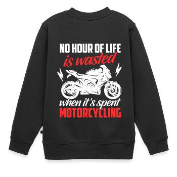 Motorrad Shirt · Superbike · Biker · verschwendet - Kinder Premium Organic Sweatshirt - Schwarz - Hinten - AI Model Kid Female (0cm)