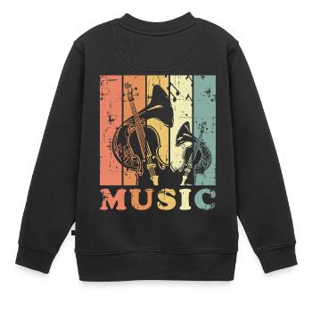 Vintage Musique classique - Sweat Premium enfant bio - noir - Dos - AI Model Kid Female (0cm)