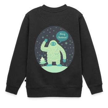 Frohe Weihnachten Yeti - Kinder Premium Organic Sweatshirt - Schwarz - Hinten - AI Model Kid Female (0cm)