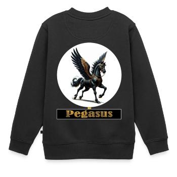 Pegasus mit schwarzen Flügeln - Kinder Premium Organic Sweatshirt - Schwarz - Hinten - AI Model Kid Female (0cm)