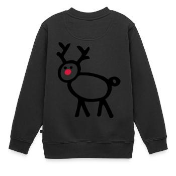 Stick figure reindeer deer funny motive - Kids Premium Organic Sweatshirt - black - Back - AI Model Kid Female (0cm)