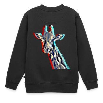 Giraffe with 3D effect - Kids Premium Organic Sweatshirt - black - Back - AI Model Kid Female (0cm)