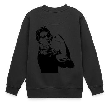 Frauenpower Retro Women Shirt - Kinder Premium Organic Sweatshirt - Schwarz - Hinten - AI Model Kid Female (0cm)