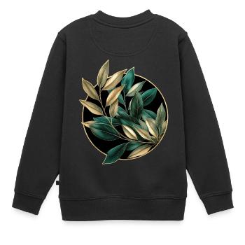 Elegante Pflanzen - Kinder Premium Organic Sweatshirt - Schwarz - Hinten - AI Model Kid Female (0cm)