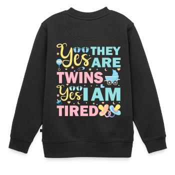 Funny Twin Parents Twin Mother Father Matching - Kinder Premium Organic Sweatshirt - Schwarz - Hinten - AI Model Kid Female (0cm)