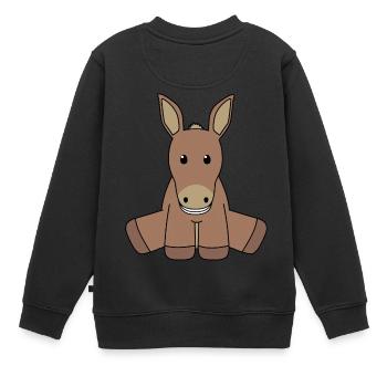 Esel - Kinder Premium Organic Sweatshirt - Schwarz - Hinten - AI Model Kid Female (0cm)