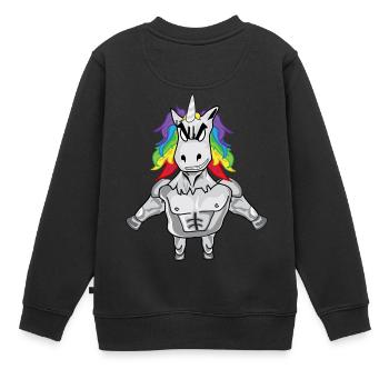 Muskel Einhorn - Kinder Premium Organic Sweatshirt - Schwarz - Hinten - AI Model Kid Female (0cm)
