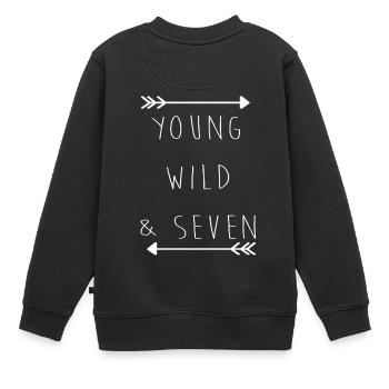 Anniversaire enfant sept ans 7 anniversaire enfant - Sweat Premium enfant bio - noir - Dos - AI Model Kid Female (0cm)