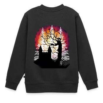 Baum Burg Mittelalter Fantasy Festung Schloss - Kinder Premium Organic Sweatshirt - Schwarz - Hinten - AI Model Kid Female (0cm)