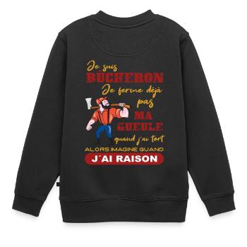 Je suis Bûcheron Forestier Homme solide Cadeau - Sweat Premium enfant bio - noir - Dos - AI Model Kid Female (0cm)