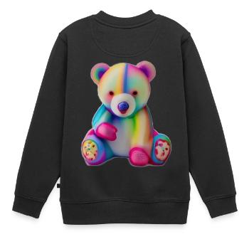 Mehrfarbiger Teddybär - Kinder Premium Organic Sweatshirt - Schwarz - Hinten - AI Model Kid Female (0cm)