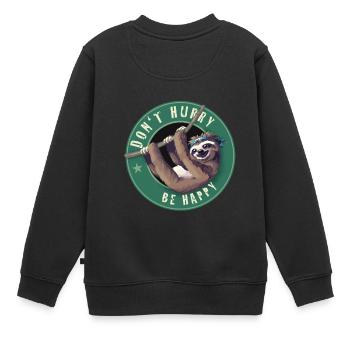 Sloth Bouton d'amusement paresseux Humou - Sweat Premium enfant bio - noir - Dos - AI Model Kid Female (0cm)
